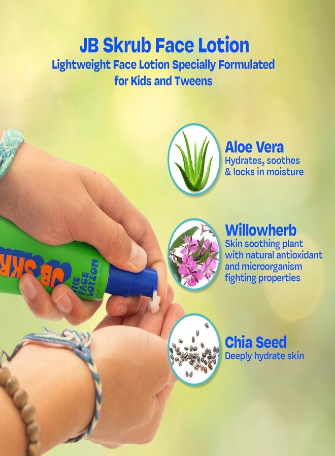 JB SKRUB The Face Lotion - Hydrating Skin Care for Kids and Teens, Acne Face Moisturizer, Fast-Absorbing & Oil-Control, Blue Light Protection, Vegan & Cruelty-Free, 1.7 oz - Image 3